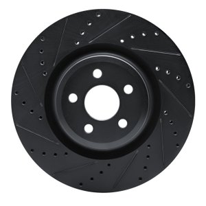 Ford Edge Brake Rotor (1) - Front Left - R1 Concepts - Drilled & Slotted - Black - `19-`24